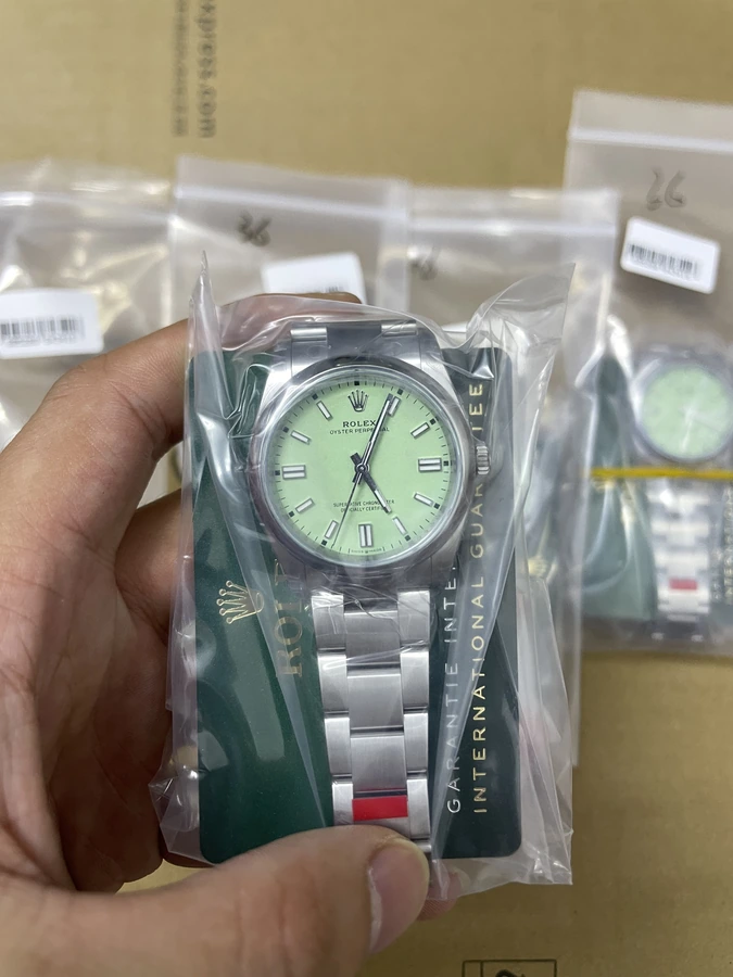 View green dial watch photo